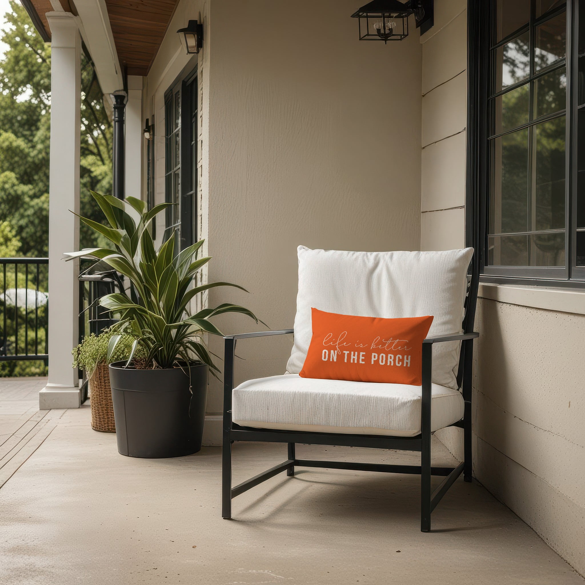 Creative Products Life is Better On the Porch Orange 14x20 Indoor / Outdoor Pillow