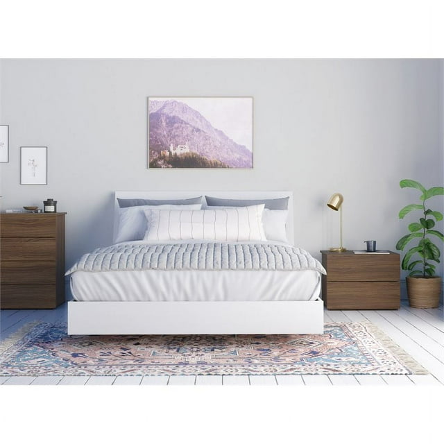 Atlin Designs Modern Engineered Wood 3 Piece Queen Size Bedroom Set in White
