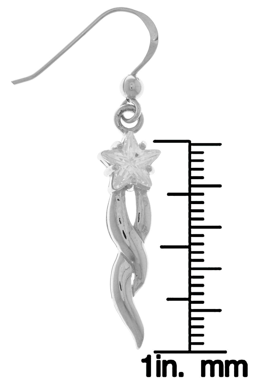 Jewelry Trends Sterling Silver Shooting Star Dangle Earrings with Clear CZ
