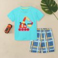 thumbnail image 6 of HCNTES Toddler Boys Clothing Sets Short Sleeve Print Tee and Plaid Shorts Set Summer Outfits Set 2 Pieces Cotton Summer Outfits, 6 of 8