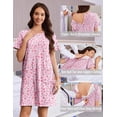 thumbnail image 5 of Pinspark Hospital Gowns for Women Open Back Tear Away Short Sleeve Dress Snap Open Post Surgery Adaptive Nightgown with Pockets, 5 of 6