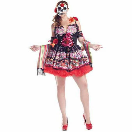 Day Of The Dead Plus Size Adult Halloween Costume (Best Day Of The Dead Costumes)