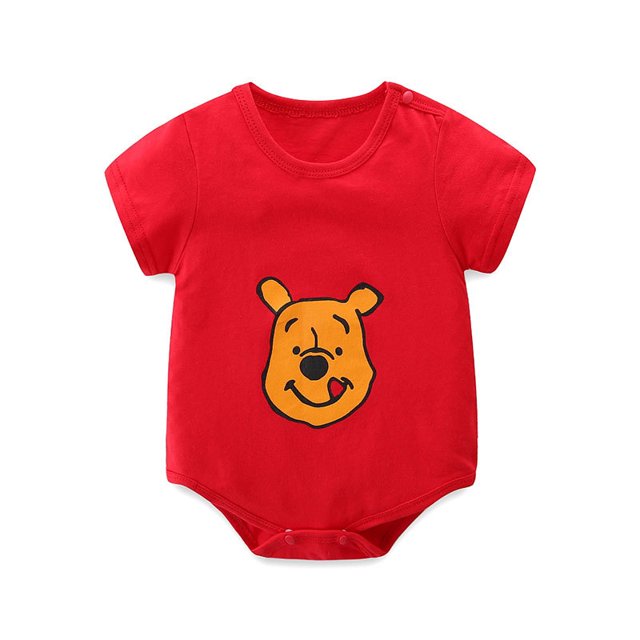 CAROOTU Nouveau-Né Bébé Garçons Filles Combinaison Manches Courtes Dessin Animé Imprimé Col Rond Respirante Rompers pour l'Été