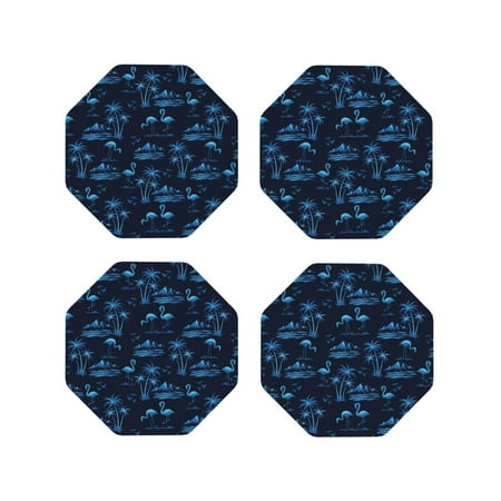 

Tideii BLUE Flamingo Birds for Leather Coasters 4 Pieces Anti-fouling and Anti-scalding Decorative Coasters Suitable for Restaurants Kitchens Coffee Shops-Octagon