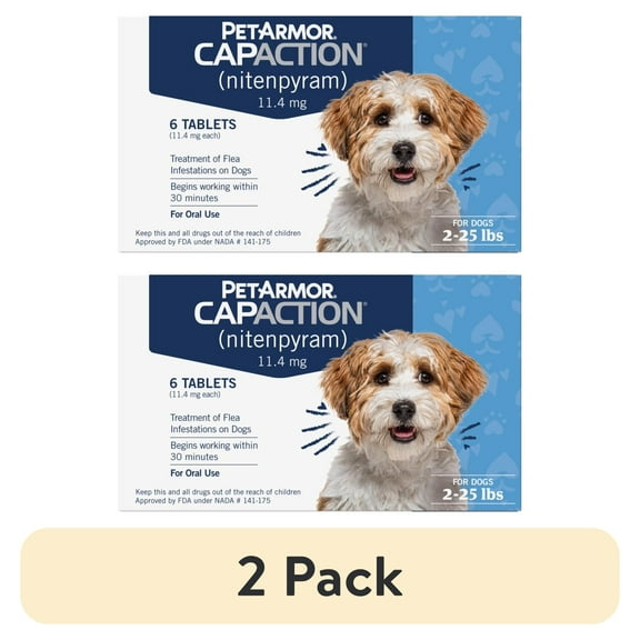 (2 pack) PETARMOR CAPACTION Fast-Acting Oral Flea Treatment for Small Dogs