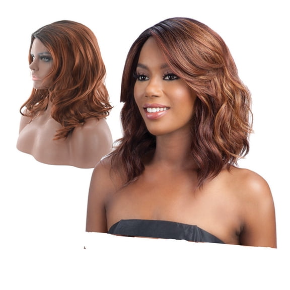 Komiseup Brown Wigs Wavy Curly short Heat Fiber Costume Party Wigs for Women