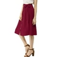 thumbnail image 5 of MODA NOVA Juniors Button Front Elastic High Waist Belted Knee Length Skirt Burgundy XS, 5 of 7