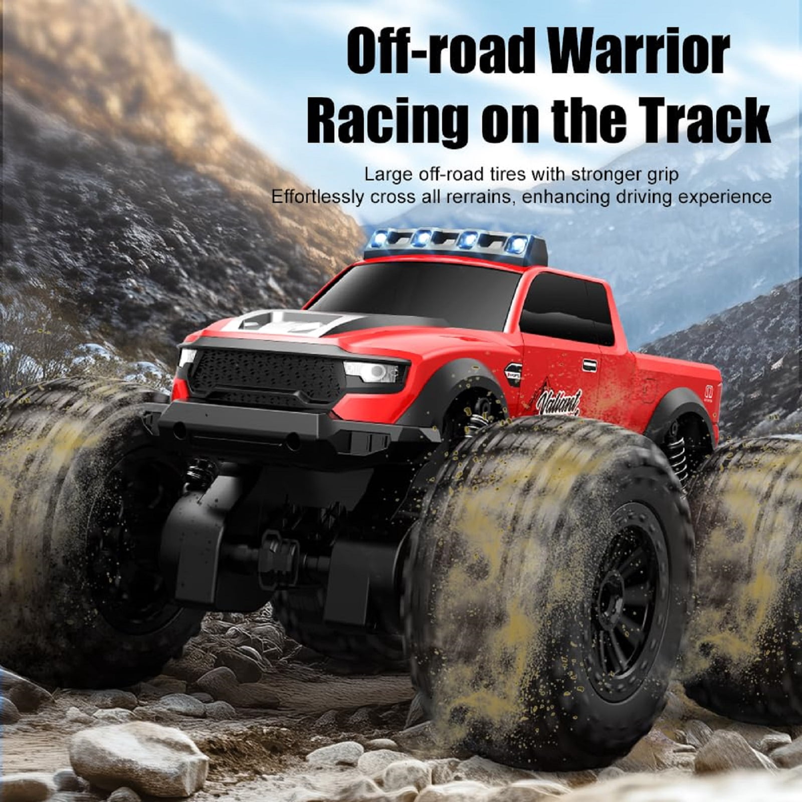 Rock Crawler RC Truck 4x4 Off Road Waterproof, 2.4Ghz Amphibious Remote Control Monster Truck with 2 Batteries, Dual Motors All Terrain RC Cars Toys for 8-12 Year Old Boys