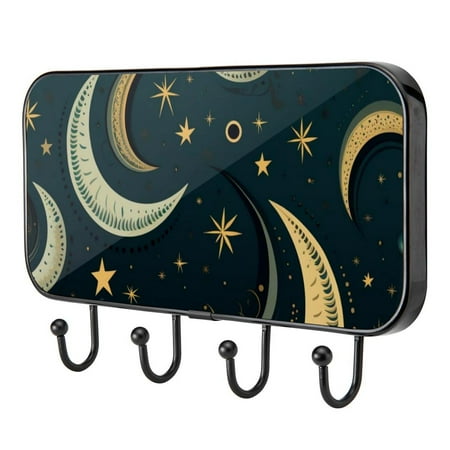

New Moon Symbol Self Adhesive Towel Coat Wood Iron Hooks for Home Keys Door Outdoor Home Improvement Utility Hook