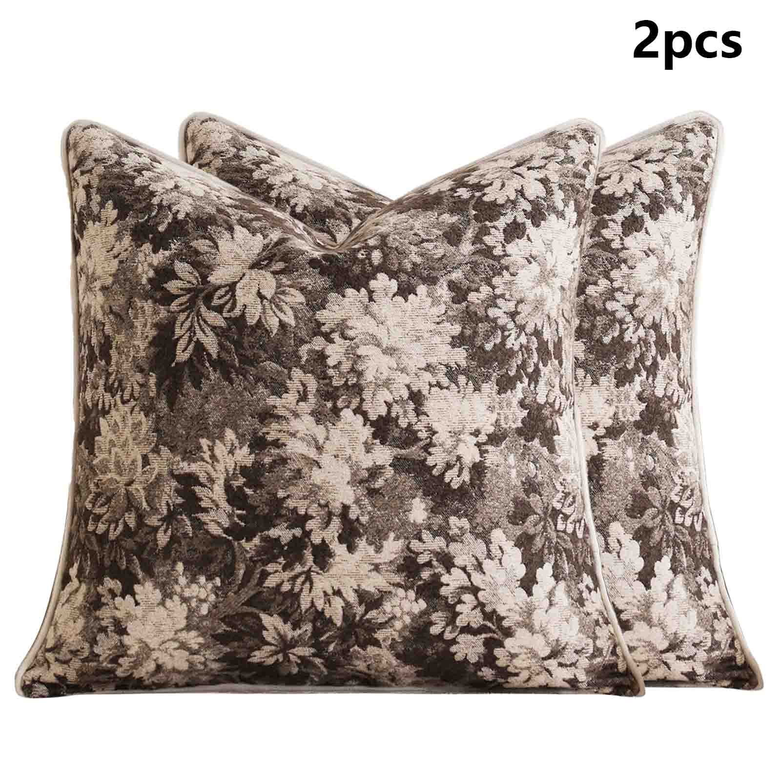 Vintage Floral Pillow Covers - Pack Of 2, 18x18 Inch Boho Rural Accents for Rectangular Decorative Throw Pillows