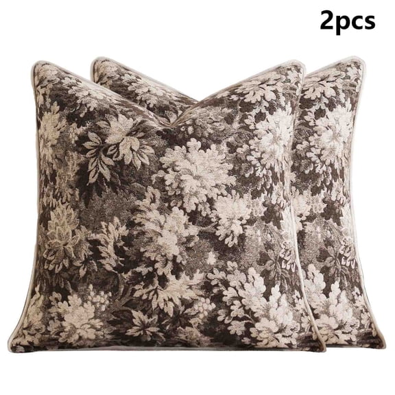 HuiXinOu Pack Of 2 Vintage Floral Throw Pillow Covers, 18x18 Boho Rural Accent Decorative Pillowcases, Soft Fabric Square Cushion Covers for Sofa Bedroom Living Room