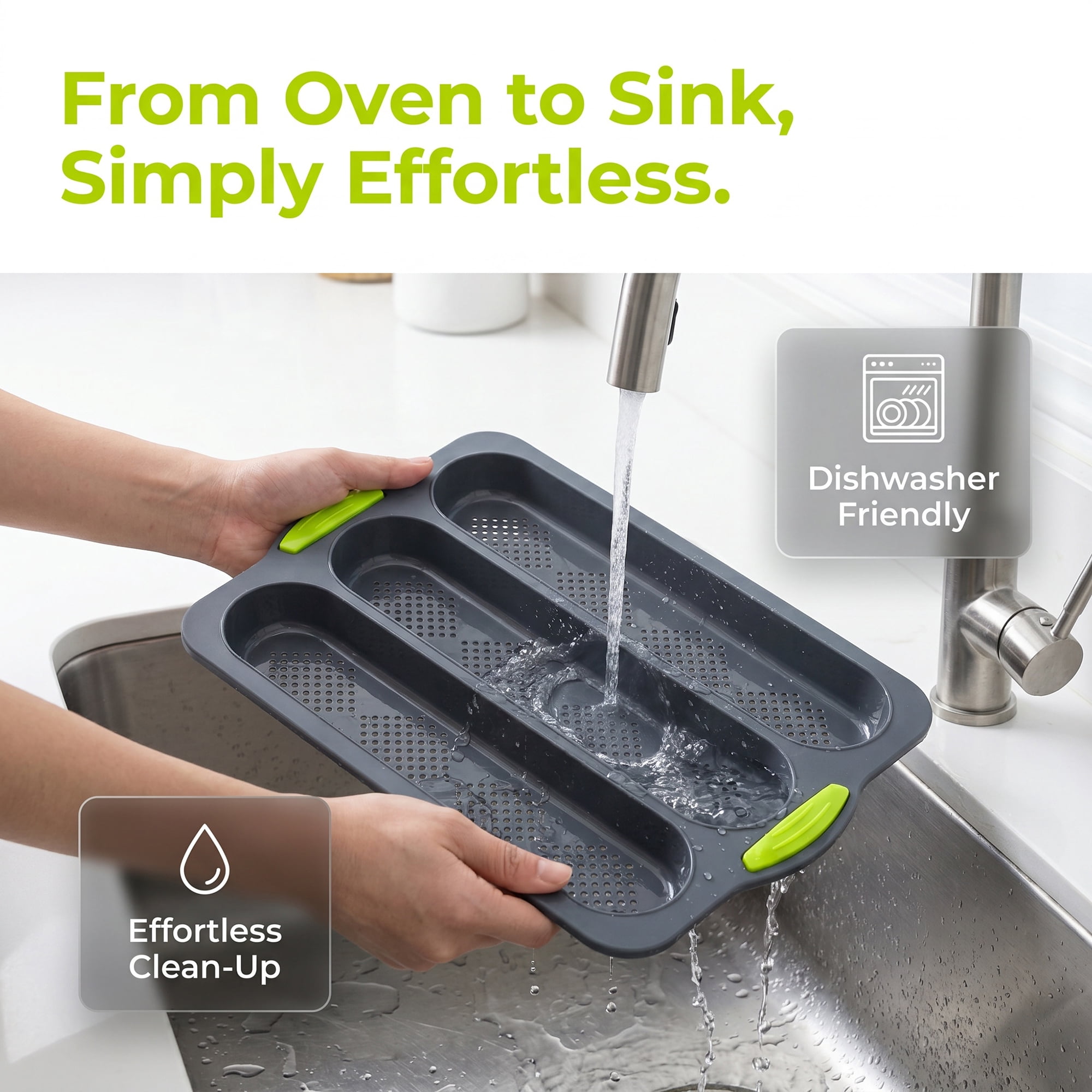Unique Bargains Baking Pan 3-Loaf Speckled Ventilated Tray with Handles Gray 13"x9.1"x1"