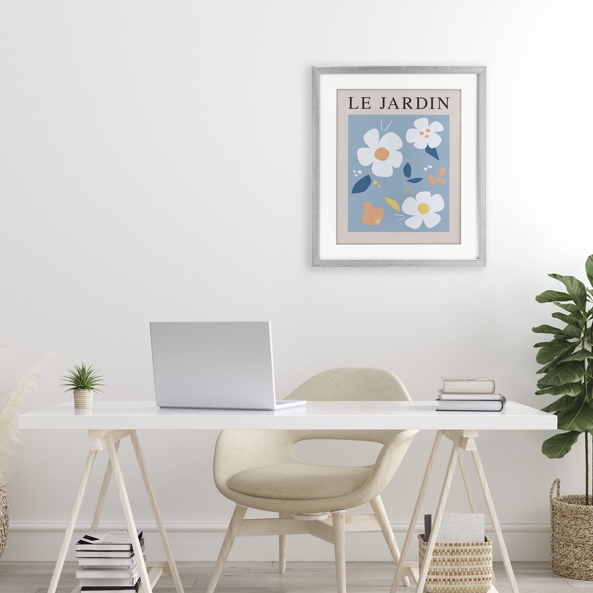 Stupell Industries Bouncing Floral Le Jardin Gray Framed Print Under Glass, design by Anna Quach