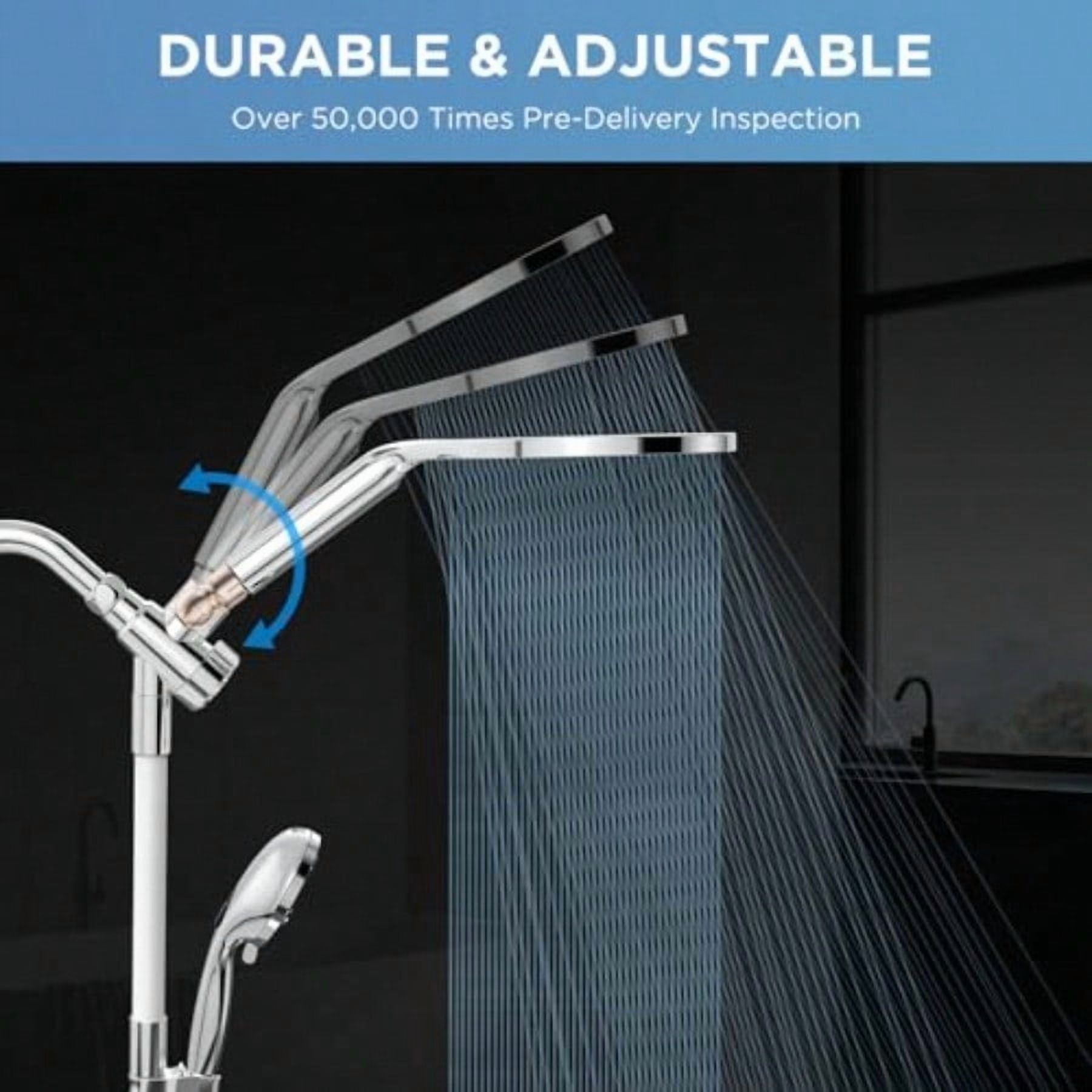 Dual Handheld Shower Head Combo 2-in-1 Rain Shower Heads System 8 Inch Rainfall Shower Head and 10 Modes High Prure Hand Held Showerhead with Built-in Power Wash
