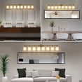 thumbnail image 5 of Holaki 52" Modern 4-Light Vanity Wall Sconce, Golden Finish with Frosted Glass Shades for Bathroom or Hallway Lighting (E26, No Bulbs Included), 5 of 9