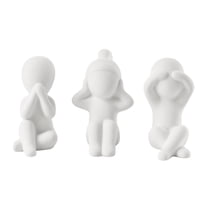 Hans White Abstract Three Wise Children Decorative Accent Matte Ceramic Sculpture Figure Set