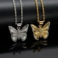 thumbnail image 4 of 14K Yellow GoldNecklace Butterfly Inlaid Cubic Zirconia Golden Silver Color Pendant Necklaces for Women Party Gift, 4 of 6