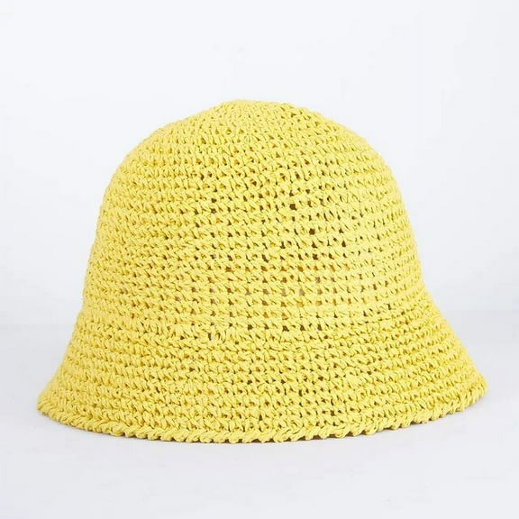 YooGuoGuo Women Straw Summer Sun Hat Woven Bucket Hat Fishing Hat Beach Hat Foldable Cap Solid Color Straw Beach Hat Gorros Para Mujer