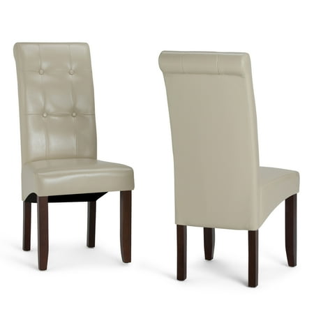 City Red Leather - Brooklyn + Max City Contemporary Deluxe Tufted Parson Chair (Set of 2) in Satin Cream Faux Leather