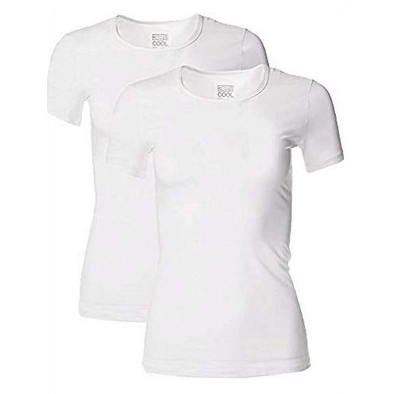 32 Degrees Women 2 Pack Cool Scoop Neck Wicking Tee Shirt (White, Large)