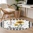 thumbnail image 4 of Round Rugs 4Ft, Sunflowers Round Area Rug Washable Indoor Throw Carpet, Yellow Floral Botanical Black White Plaid Farmhouse Soft Non Slip Circle Rug for Kitchen Nursery Room Home Decor Aesthetic, 4 of 8