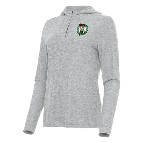 Women's Antigua  Heather Gray Boston Celtics Daybreak Quarter-Zip Hoodie