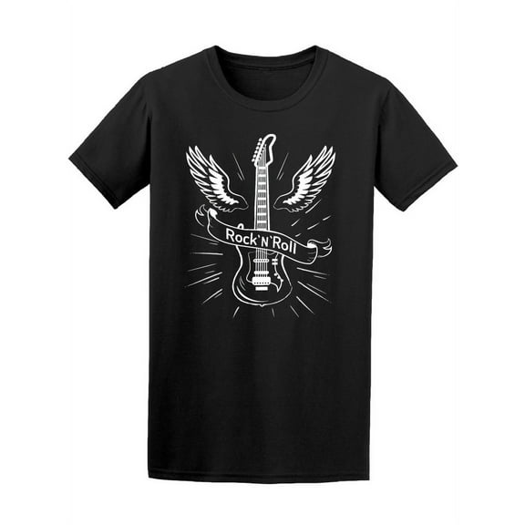 Smartprints Mens Graphic Tee - Rock'n'roll Guitar With Wings - Regular Fit 100% Cotton