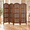Brown, variant on Hand-Carved Wooden Room Divider, 4-Panel Folding 64” x 48”, Reversible Privacy Screen for Home & Office, White
