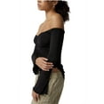 thumbnail image 2 of Wassery Women's Spring Autumn Crop Tops Ruched Drawstring Ruffle Slim Fit Tops Long Sleeve Off Shoulder T-shirt Streetwear Clubwear, 2 of 4