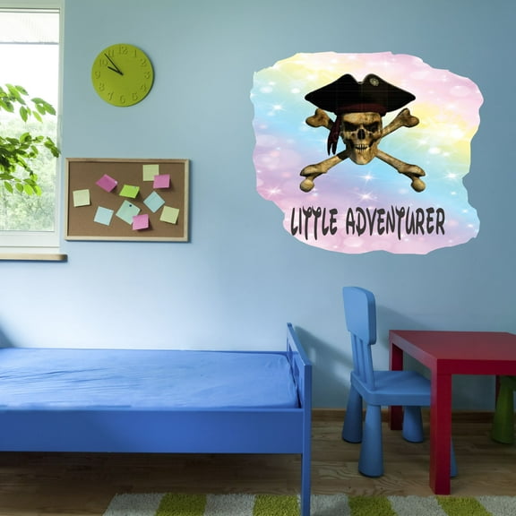Home Watercolor Wall Decals for Kids Room - Inspirational Quotes Rainbow Background Skull DIY & Creativity Boy Girl Bedroom Wall Water Color Sticker - Size: 40 In x 36 In