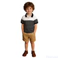 thumbnail image 2 of Fozruso Boys Short Sleeve Striped Shirt Summer Breathable Collared Shirt with Button Closure for School and Play, 2 of 7