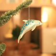 thumbnail image 5 of Farfi Colgante de delfín navideño de cristal con purpurina, cordón pulido realista, decoración del hogar, colgante de Navidad, colgante de delfín azul, suministros para fiestas, 5 of 5