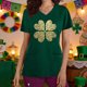 thumbnail image 1 of TaTaai Womens St Patricks Day Print Short Sleeve V Neck Pocket Top Loose Fit Casual Nursing Uniform Tunic Holiday Gift, 1 of 5