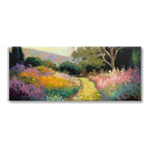 Stupell Industries Modern Meadow Path Landscape Painting Gallery Wrapped Canvas Art Print Wall Art, 30 x 13