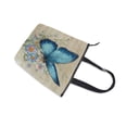 thumbnail image 4 of Zipper canvas bag large capacity large size practical handbag durable Canvas with leather material Blue Butterfly and Music Notes, 4 of 7