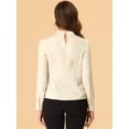 thumbnail image 4 of Blusa de manga de soplo fruncida plisada con cuello alto Allegra K suave sedoso para mujer Beige S, 4 of 5