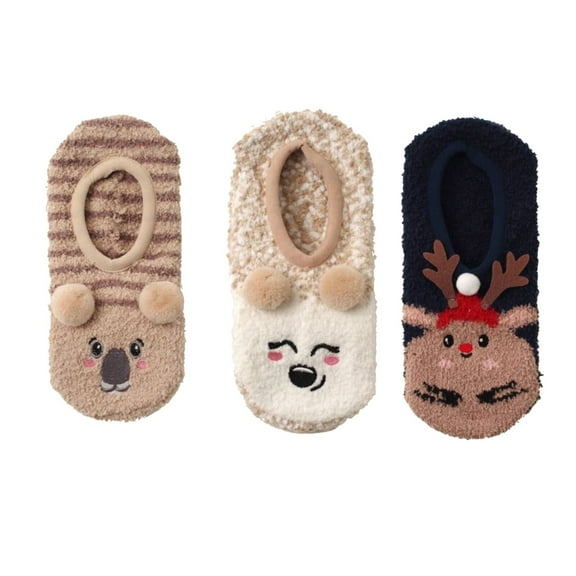 AUQ 3Pairs Socks Perfect for Winter Fuzzy Socks,Comfort Fit Comfortable and Breathable Ankle Socks,Style1