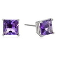 thumbnail image 2 of 14k White Gold Plated 2 Carat Princess Cut Created Amethyst Sapphire Stud Earrings, 2 of 2