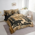 thumbnail image 3 of Manfei Wild Bear Animal Twin Bedding Sets 7pcs, Jungle Pine Tree Bedding Comforter Set, Brown Watercolor Ombre Sheet Sets, Ultra Soft Home Decor, 3 of 8