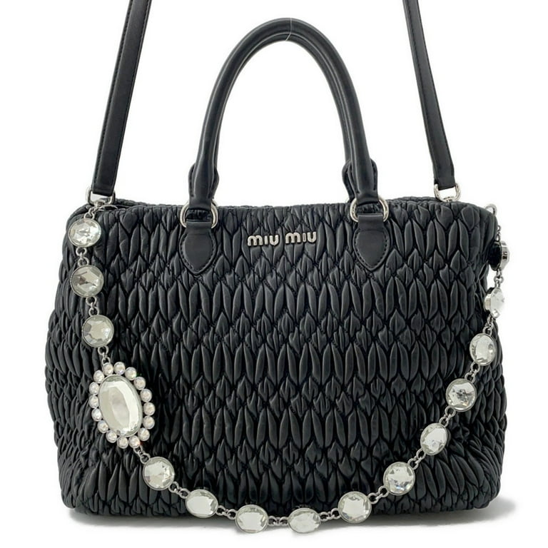 Pre-Owned Miu Miu Miu handbag matelassé nappa crystal