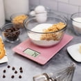 thumbnail image 3 of Escali Arti Glass Food Scale Digital Countertop Kitchen, Baking and Cooking Scale with Large Display, 15-Pound Capacity, 9" x 6.5" x .75", Classic Pink, 3 of 5