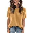 thumbnail image 2 of Resicozy Womens Short Sleeve Sweaters Cropped Crew Neck Business Casual Lightweight Sweater Tops 2026 Spring Summer Sweaters Khaki XL, 2 of 6