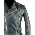 thumbnail image 3 of Distressed Black Leather Motorcycle Jacket Mens With Multiple Zipper Pockets Mens Black Leather Biker Jacket Double Rider Leather Jacket Men size XXXL, 3 of 5