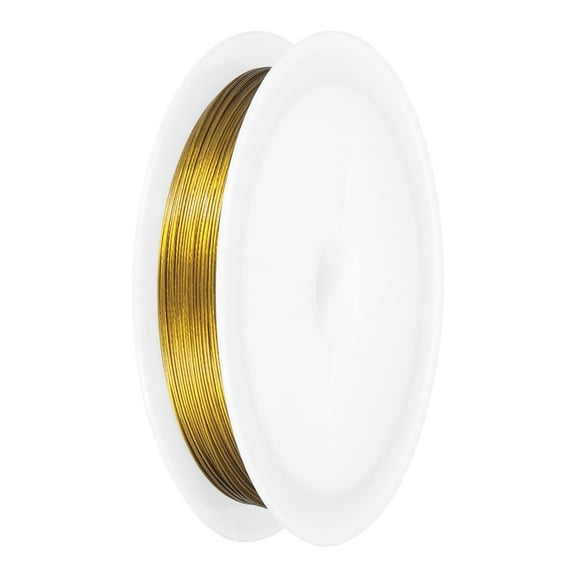 72FT (22m) 0.015inch (0.38mm) 7-Strand Bead String Wire, Stainless Steel Nylon Coated Bead Cord Stringing Wire for Jewelry Bracelet Beading Making, Gold