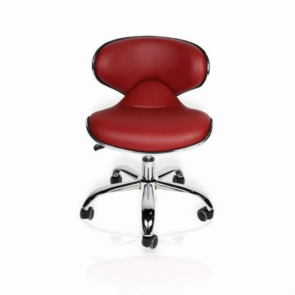 J&A Euro Pedicure Technician Stool 13" to 16" Adjustable Seat Height, Red