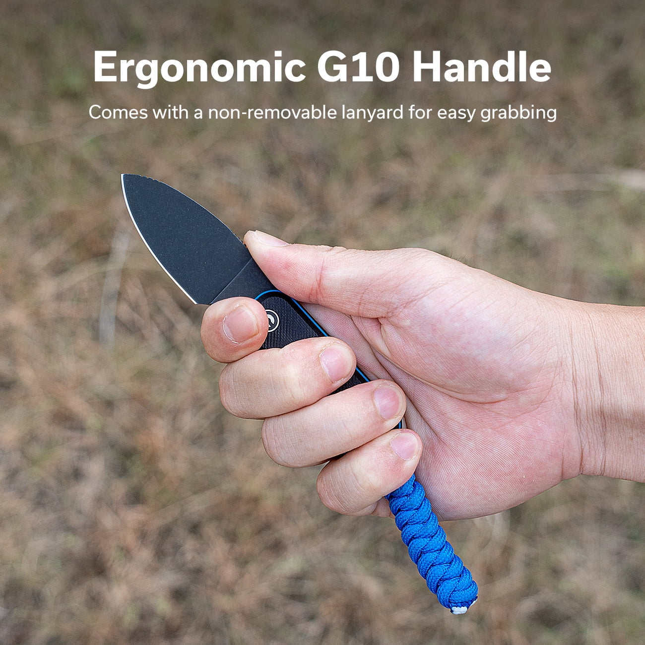 CIVIVI Edc Fixed Blade Knife with Kydex Sheath & Clip, 2.39" Nitro-V Blade G10 Handle Small Baby Banter Camping Hiking Knife Designed by Ben Petersen, Lanyard and Chain Included C23045-1 (Black)
