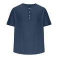 thumbnail image 4 of T-shirts for Men Plus Size under $5 Short Sleeved Round Neck Button Solid Color Hem Slit Top Navy XXXL, 4 of 6