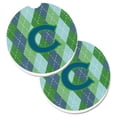 thumbnail image 1 of Monogram Initial C Blue Argoyle Set of 2 Cup Holder Car Coaster, 1 of 1