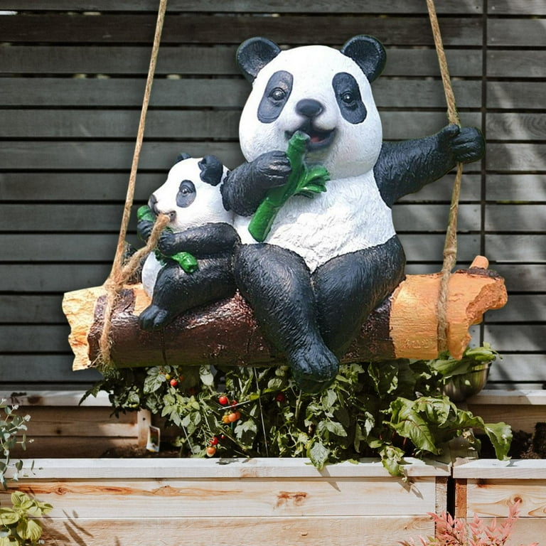 Resin Panda Figurine Set - 4 Piece Handcrafted Panda Collectibles