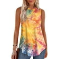 thumbnail image 2 of Xyxonk Tank Tops for Women Plus Size Casual Sexy Square Neck Tank Tops Trendy Tie Dye Print Sleeveless Spring Tops Beach Vacation Clothes Orange 2XL, 2 of 5